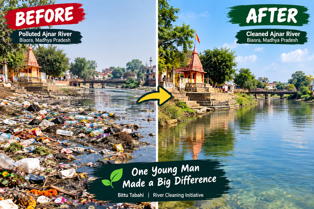 Bittu tabahi ajnar river before and after cleaning